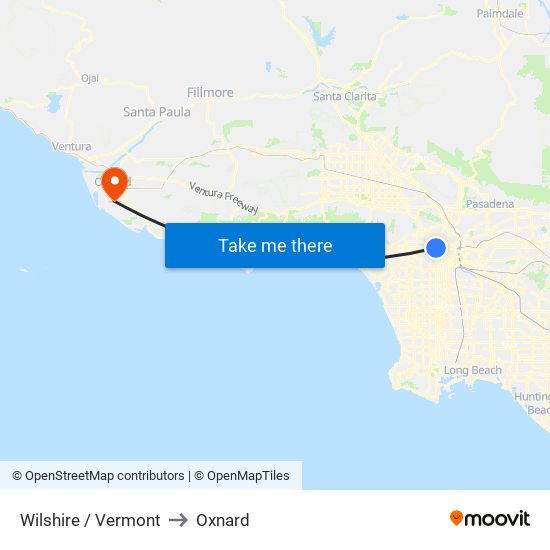 Wilshire / Vermont to Oxnard map