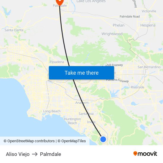 Aliso Viejo to Palmdale map