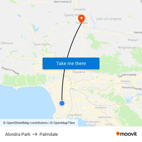 Alondra Park to Palmdale map