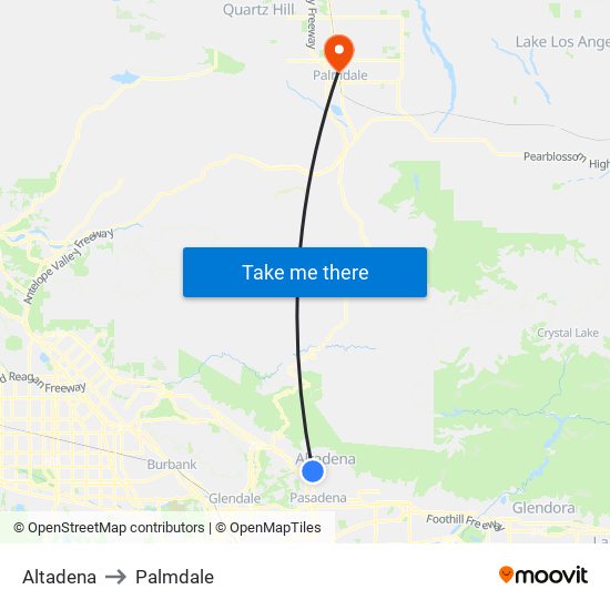 Altadena to Palmdale map