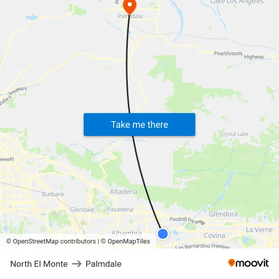 North El Monte to Palmdale map