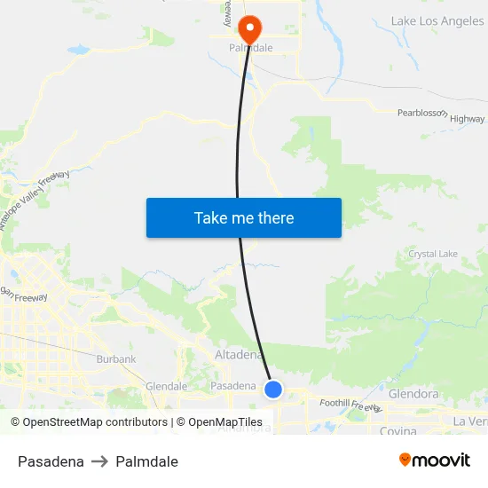 Pasadena to Palmdale map