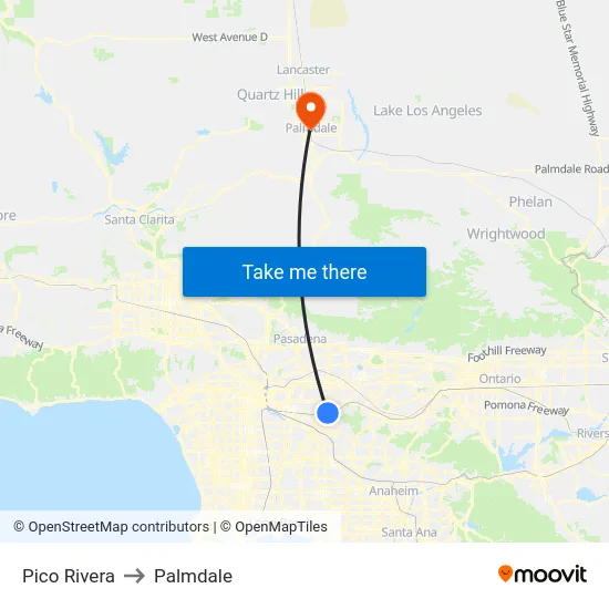 Pico Rivera to Palmdale map
