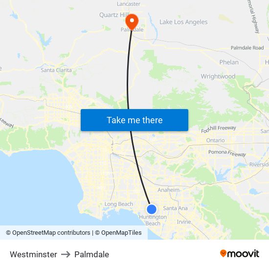 Westminster to Palmdale map