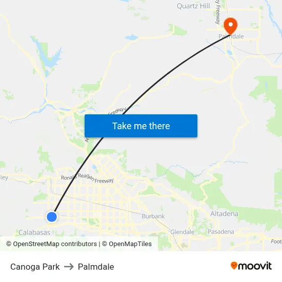 Canoga Park to Palmdale map