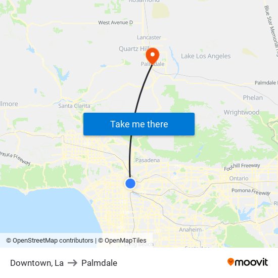 Downtown, La to Palmdale map