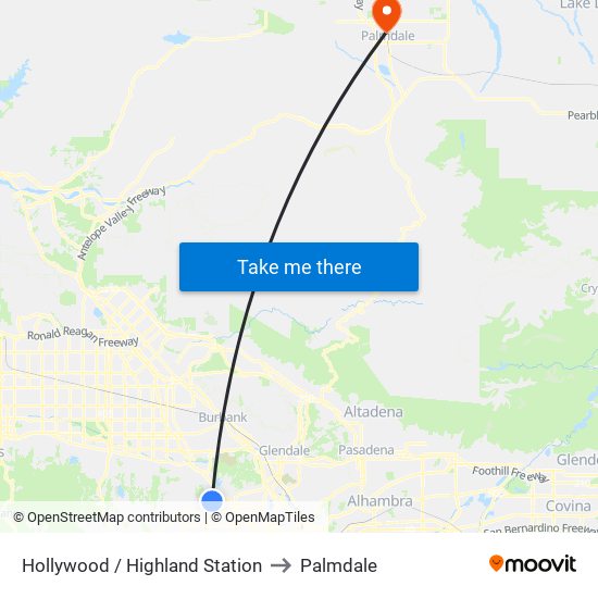 Hollywood / Highland Station to Palmdale map