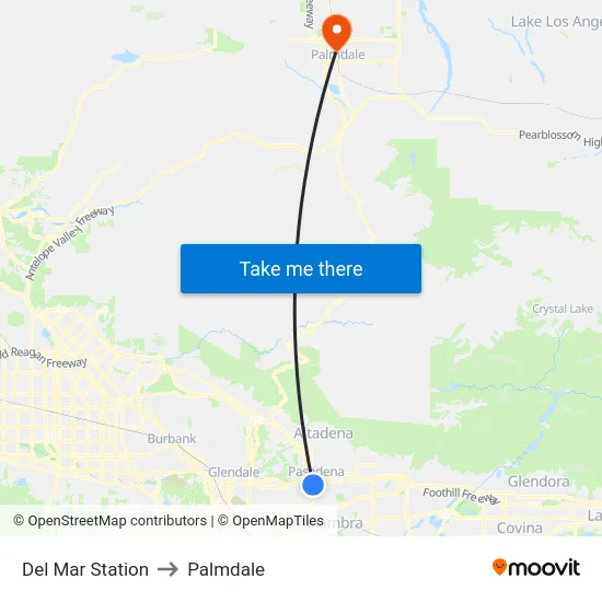 Del Mar Station to Palmdale map