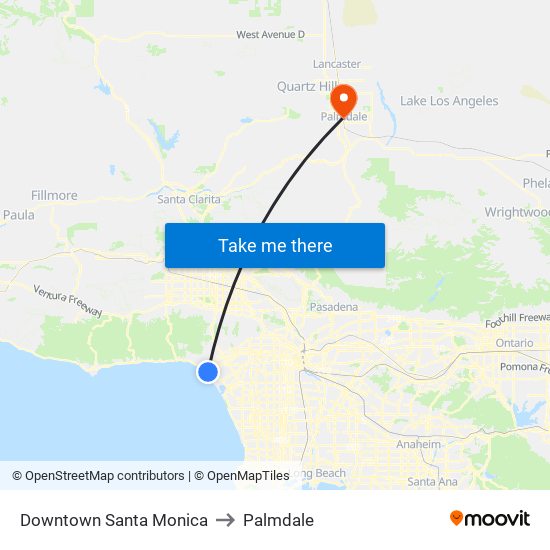 Downtown Santa Monica to Palmdale map