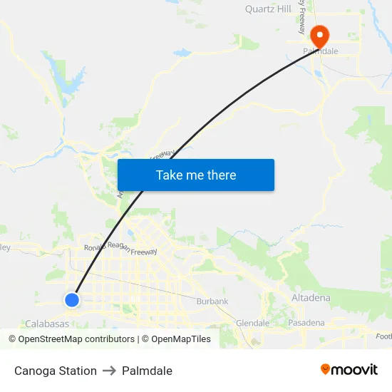 Canoga Station to Palmdale map