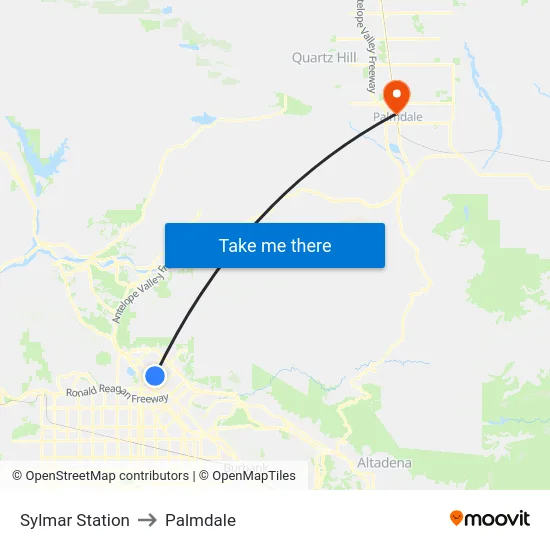 Sylmar Station to Palmdale map