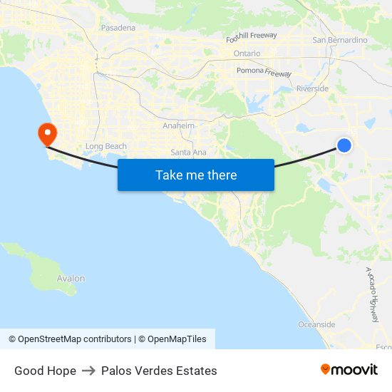 Good Hope to Palos Verdes Estates map