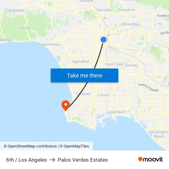 6th / Los Angeles to Palos Verdes Estates map