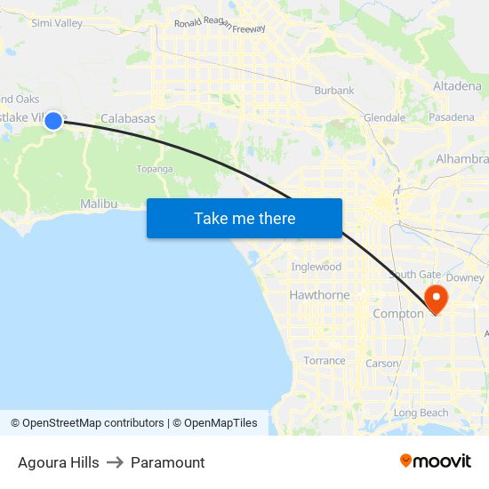 Agoura Hills to Paramount map