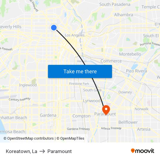 Koreatown, La to Paramount map