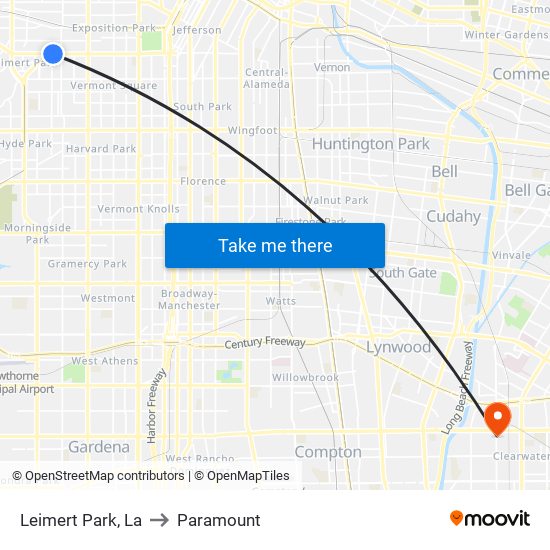 Leimert Park, La to Paramount map