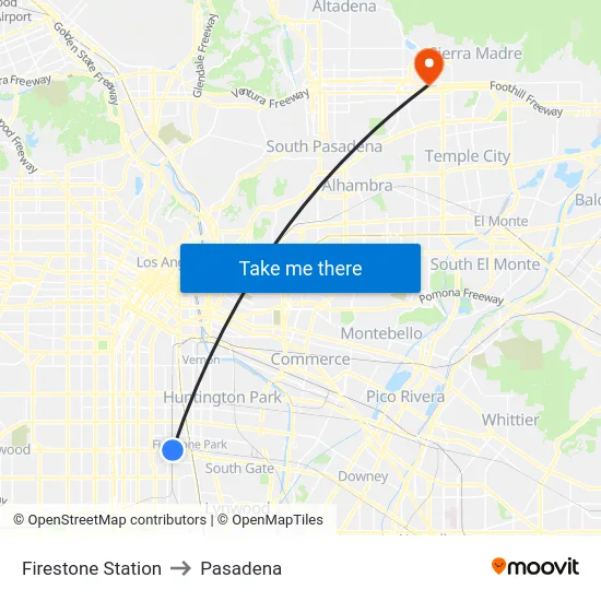 Firestone Station to Pasadena map