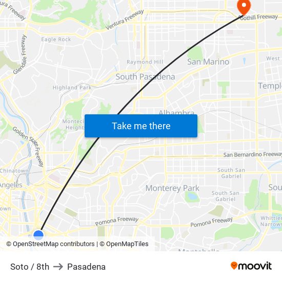 Soto / 8th to Pasadena map