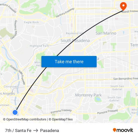 7th / Santa Fe to Pasadena map