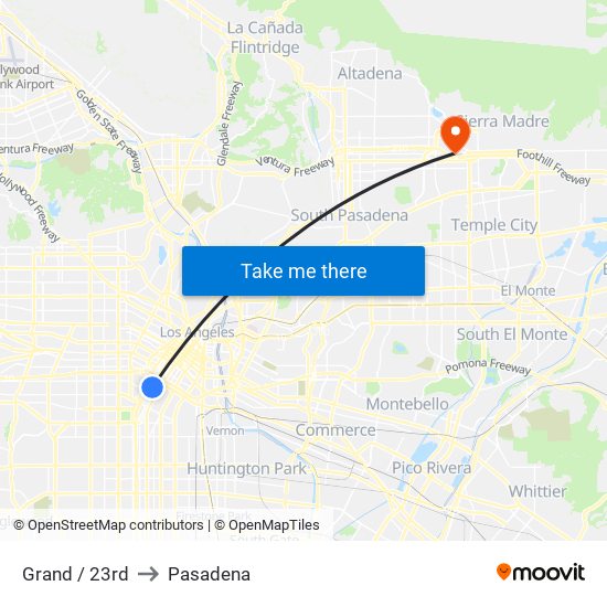 Grand / 23rd to Pasadena map