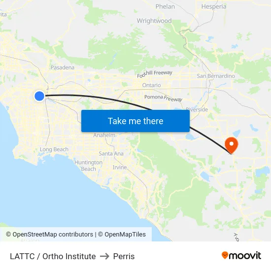 LATTC / Ortho Institute to Perris map