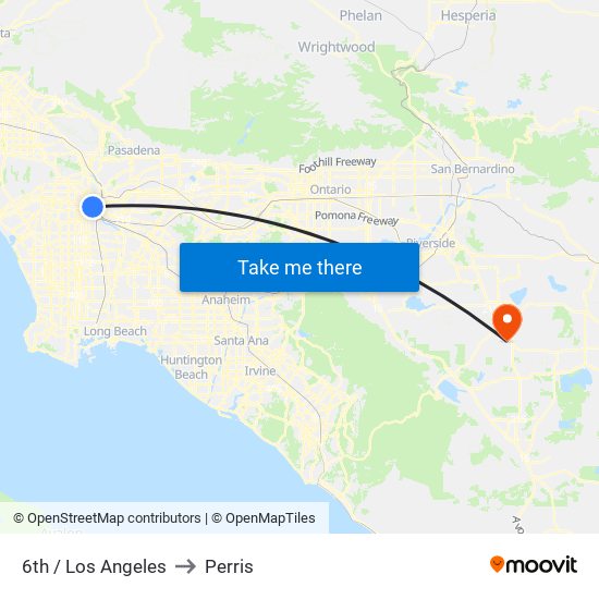 6th / Los Angeles to Perris map