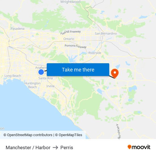 Manchester / Harbor to Perris map