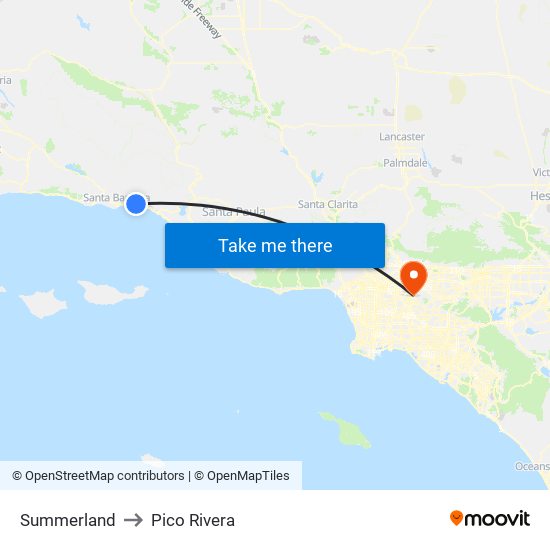 Summerland to Pico Rivera map