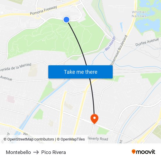 Montebello to Pico Rivera map