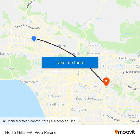 North Hills to Pico Rivera map