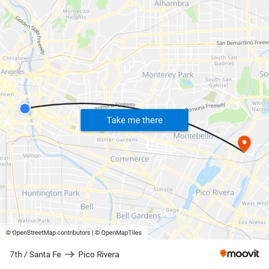 7th / Santa Fe to Pico Rivera map