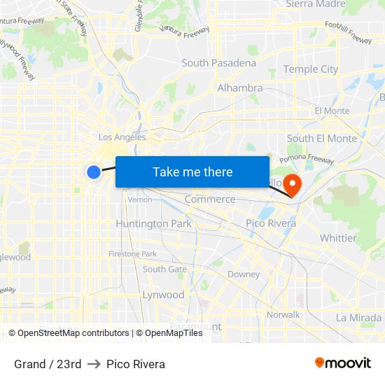Grand / 23rd to Pico Rivera map