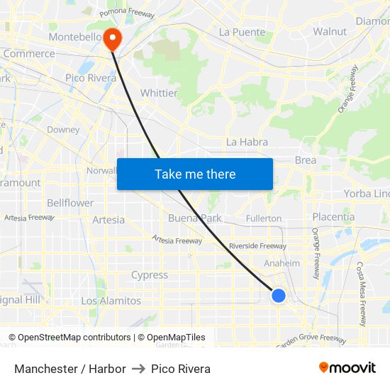 Manchester / Harbor to Pico Rivera map