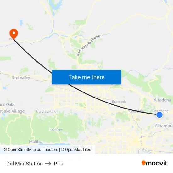 Del Mar Station to Piru map