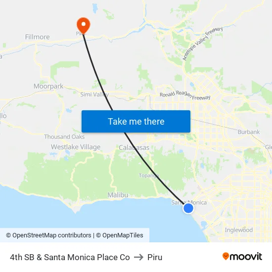 4th SB & Santa Monica Place Co to Piru map