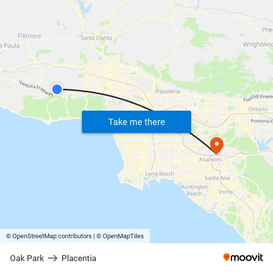 Oak Park to Placentia map