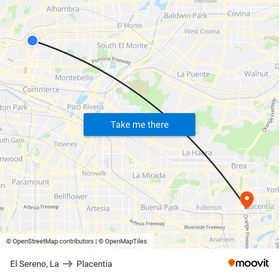 El Sereno, La to Placentia map