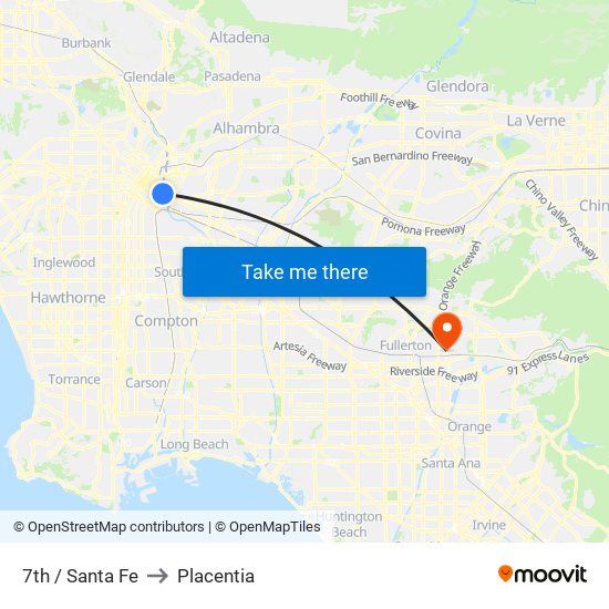 7th / Santa Fe to Placentia map