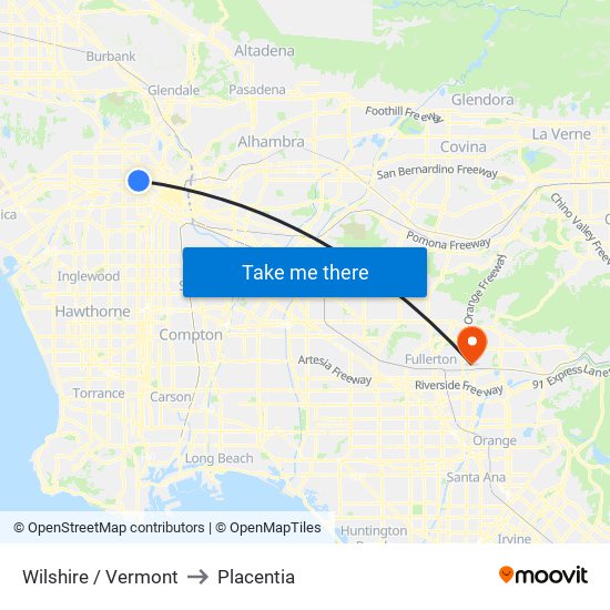 Wilshire / Vermont to Placentia map