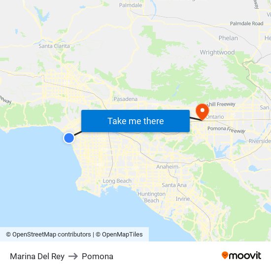 Marina Del Rey to Pomona map