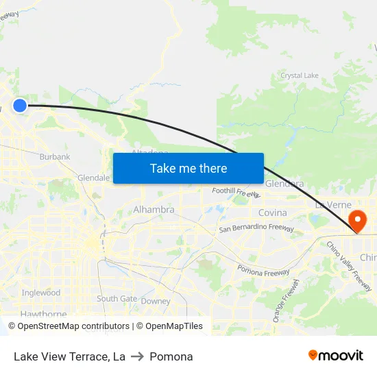 Lake View Terrace to Pomona map