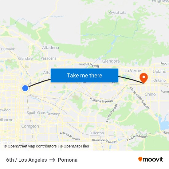 6th / Los Angeles to Pomona map