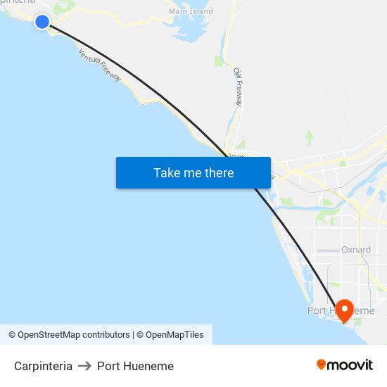 Carpinteria to Port Hueneme map