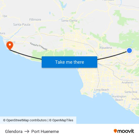 Glendora to Port Hueneme map