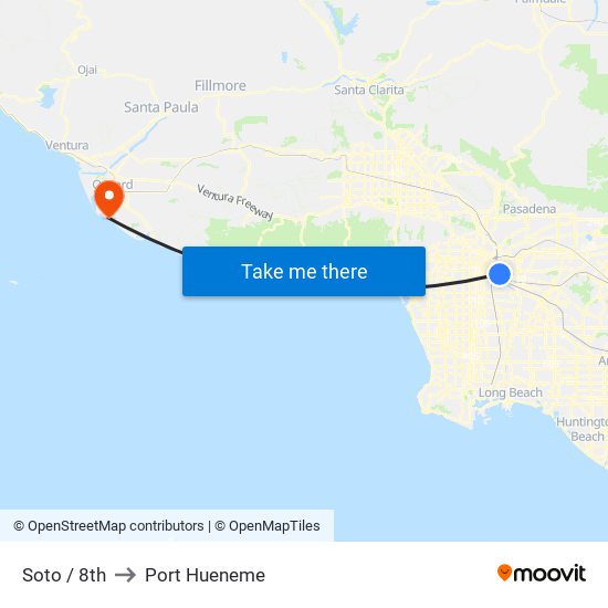 Soto / 8th to Port Hueneme map