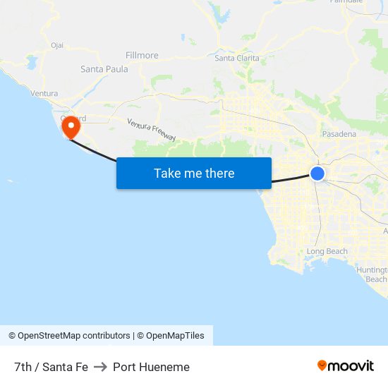 7th / Santa Fe to Port Hueneme map