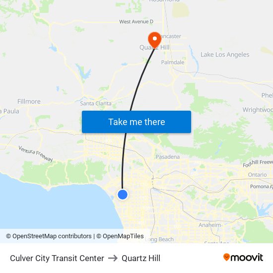 Culver City Transit Center to Quartz Hill map