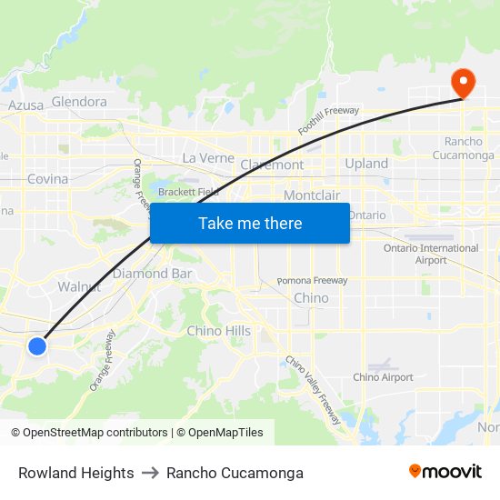 Rowland Heights to Rancho Cucamonga map