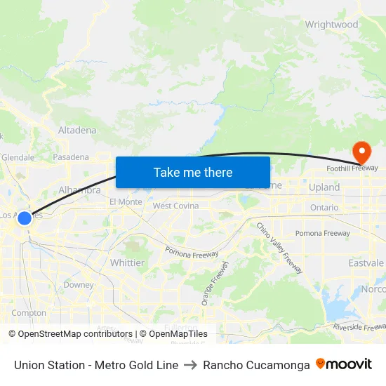 Union Station - Metro Gold Line to Rancho Cucamonga map