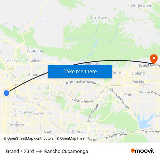 Grand / 23rd to Rancho Cucamonga map